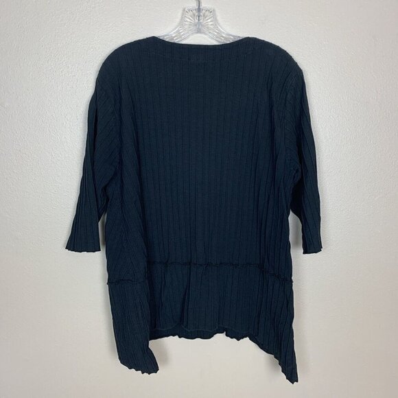 Focus Casual Life 3/4 Sleeve Tunic Top Black Knit Pocket Lagenlook Womens S - Picture 6 of 16